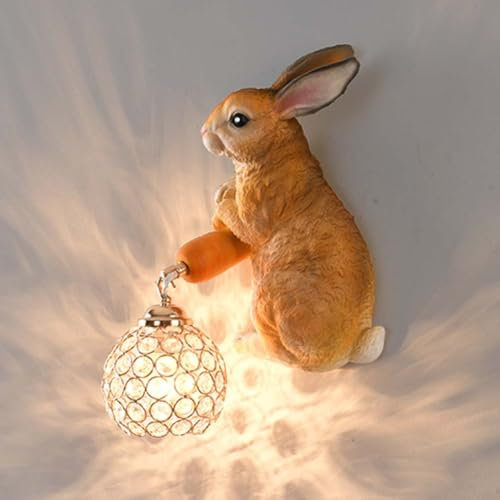 AoLa LED Kristall Wandleuchte Innen Tier Bunny Wandlampe Modern 3D Harz Bunny Design Nachttischlampe Kinderzimmer Jungen und Mädchen Zimmer Wand Deko Lampe für Schlafzimmer Esszimmer Flur
