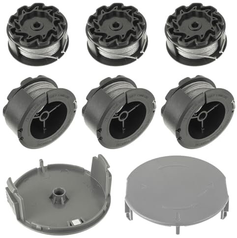 JAMHER 6PCS Replacement Trimmer Spool F016800570 1.6mm x 6M with 2PCS Spool Cover, Compatible with Bosch Universal GrassCut 18/18-26/18-260 Grass Trimmer (6 Spool, 2 Cover)