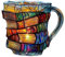 XINGBEI Painted Book Mug, Funny Novelty Reading Coffee Cup with Charming Book-Themed Designs for Home Office Decoration, Gifts for for Books Lovers Teachers Literary Friends (A)