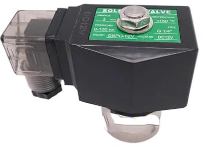 PVTLCYBI Electroválvula de Agua de 2 vías, 200 bar/100 Bar, 1/4, 12 V CC, 1,2 mm/2 mm, Acero Inoxidable(1mm 200bar,AC220V)