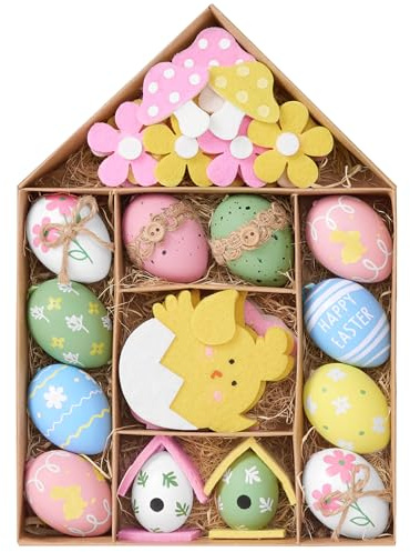 Valery Madelyn 40er Ostereier zum Aufhängen für Osterdeko,Bunte künstliche Ostereier für Ostern Deko,Rosa Grün Ornament für Osterkörbchen Frühlingsdeko Osterbäume,Ostern Geschenke