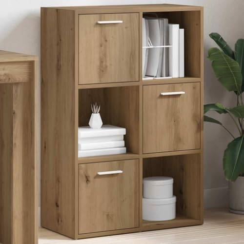 KTHLBRH Industrielles Holzregal mit 9 Fächern, robuste Stahlkonstruktion und erhöhte Kanten für Bücher, ideal für die Organisation von Zuhause oder Büro