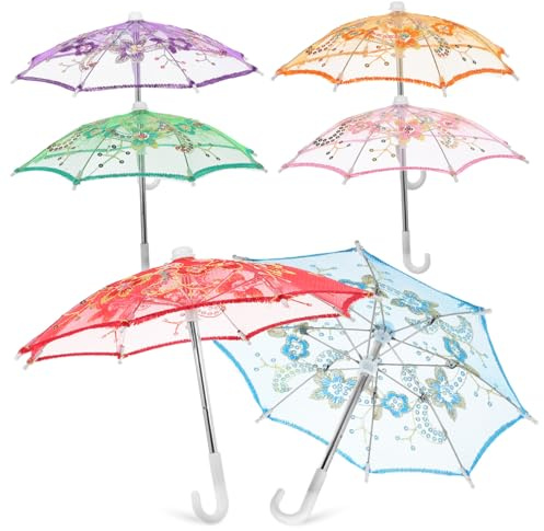 EPIGEIST 6 Stück-Pack Kleiner Regenschirme aus Spitze als Elegante Deko für Hochzeit Performance und Party mit Leichtem Tragbarem Design