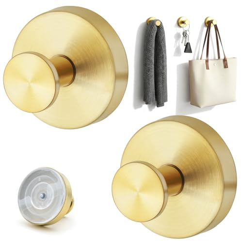 CTCEHL Gancho Ventosa,2 Piezas Ganchos Ventosa Baño,Ganchos Adhesivos para Pared,desmontables,Ganchos con ventosa,Toalleros de Baño sin Taladro,apto para cocinas,baños y superficies lisas. (Oro)