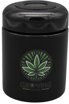 Cannabis Härtungsglas Humidor inkl. Hygrometer 250ml, Luftfeuchtigkeits- und Temperatursensor mittels Hygrometer aus hochwertigem Violettglas