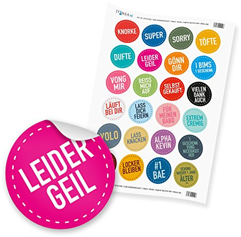 24 x itenga Sticker Aufkleber Etikett „Jugend Sprüche Mix“ (Motiv 84)