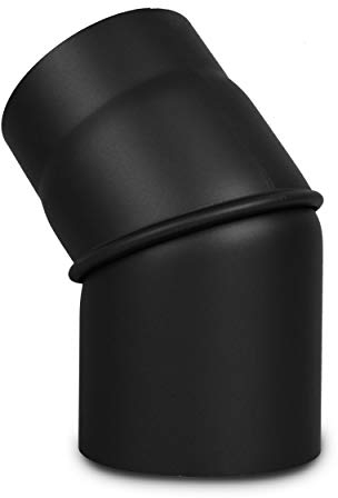 LANZZAS Ofenrohr Bogen 0° - 45° verstellbar - im Durchmesser Ø 150 mm - Farbe: schwarz - Rauchrohr/Knie-Bogen