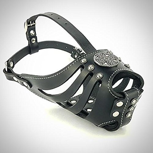 Bestia Maximus Leder Maulkorb. Einzigartiges Desing und Qualität | Größe XL- American Bully / Schäferhund / Dobermann, für große und mittelgroße Hunde, Schwarz / Schwarz