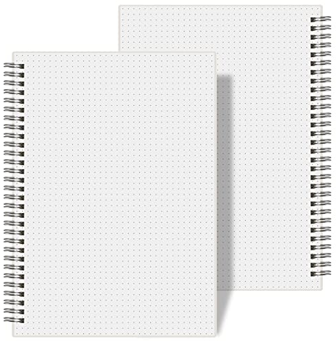 AHGXG 2 Pack Dotted Notizbuch - B5 Bullet Grid Journal Spiral mit DIY Schablonen, Insgesamt 320 Seiten Premium Dickes Dot Papier, 5.7 x 8.3 Inch