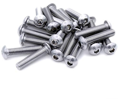 M3 (3mm x 8mm) Hex Socket Button Machine Screw (Bolt) - Stainless Steel (A2) (Pack of 20)