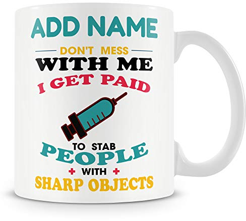 Novelty Gift for Doctor and Nurses - I Stab People with Sharp Objects - Personalised Mug