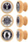 Lashuma 6er Set Möbelknaufe Rund, Moderne Schrankknöpfe Ø 4 cm, Griff Muster: Nautik, Schubladengriffe Material: Holz