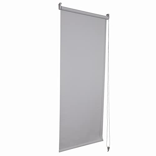 Funky Gadgets Roller Blinds Thermal Blackout Roller Blind, Easy Fit Child Safe Trimmable UV Protection Home Office Window Blinds, Grey Blind (90cm Wide X 210cm Drop)