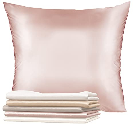 Kissenbezüge Seide - 80x80 cm - Gewicht 19 Momme 100% Reine Maulbeerseide Doppelseitig - Seidenkissenbezug für Haar und Haut, Anti-Aging, Anti-Bettwanzen - Weiches Rosa