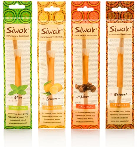 Aromatisierte Miswak Premiumqualität natürliche Zahnbürste. Siwak Original Zahnputzholz zum Zähneputzen und Aufhellen. Stoppt Zahnfleischbluten und Zahnfleischentzündung. (Zitronengeschmack)