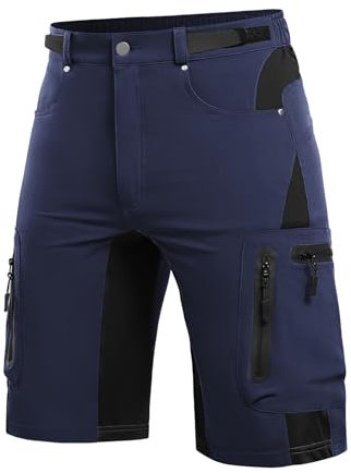 Cycorld Kurze Hosen Herren, Wanderhose Atmungsaktiv mit 6 Taschen Leichte Schneltrocknen Fahrradhose MTB Hose Radlerhose Manner Kurz Cargo Bermuda Shorts Treking Outdoorhose Sommer(Navyblua,XXL)