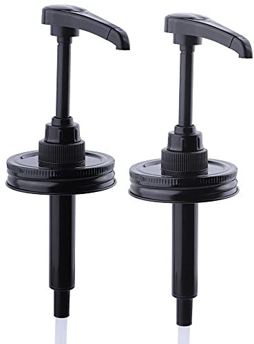 Mason Jar Syrup & Sauce Dispenser Pump Lids for Regular Mouth (2 Pack), Coffee Syrup Dispenser Pump Airtight & Leak-Proof Kitchen Food Grade (Jar Not Included)