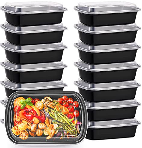 Kitch’nMore 38oz Meal Prep Containers, Extra Large &Thick Food Storage Containers with Lids, Reusable Plastic Bento Lunch Box,Disposable Bento Box,Stackable,Microwave/Freezer/Dishwasher Safe, BPA Free
