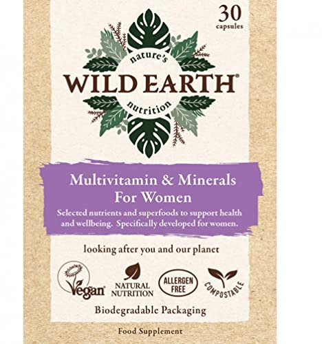 Wild Earth Women's Multivitamin & Minerals - 30 Tablet Capsules - Essential Natural Daily Vitamin Supplement - Supports Immunity, Energy & Wellness - For All-Age Women - Not Gummies - 1 Months Supply