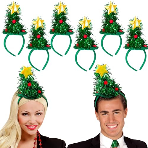 Dreamzfit - Erwachsene Weihnachten Stirnband Xmas Kopfschmuck Lustige Weihnachtsbaum Haarbänder (6 Stück) - Cosplay Kostüm Haarschmuck Xmas Foto Requisiten Party Geschenke für Frauen