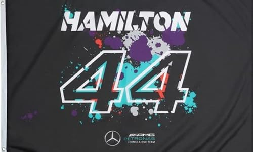 Formel-1-Flagge Lewis Hamilton #44, Mercedes, schwarz, 90 x 152 cm