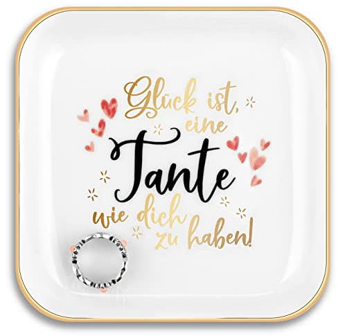 Titanape Tante Geschenk, Gluck ist, eine tante wie dich zu haben Schmuckschale Schmuckaufbewahrung, Geschenke für Tante Geburtstag, Weihnachten, Muttertag, Valentinstag, Hochzeit, Verlobung