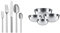 WMF Alteo Besteck Set für 6 Personen, 30-teilig, Monobloc-Messer, Cromargan Edelstahl Mattiert & Schüssel-Set Gourmet 4-teilig Multifunktional als Rührschüssel