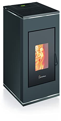 Poêle à granulés BIO SOFIA 9.0-9kW - hermétique - A+ - charge pellet 22 kg (Anthracite chrome)