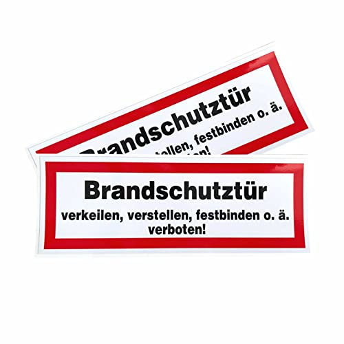 Aufkleber Brandschutztür 21x7,5 cm - für Außen- und Innenbereich - Brandschutztür Sticker