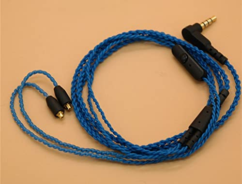 VKMKV Câble de Cordon Audio de Mise à Niveau de Remplacement avec Micro for Shure SE 215 425 535 846 édition spéciale (SE535LTD) Logitech UE900 (Color : Blu)