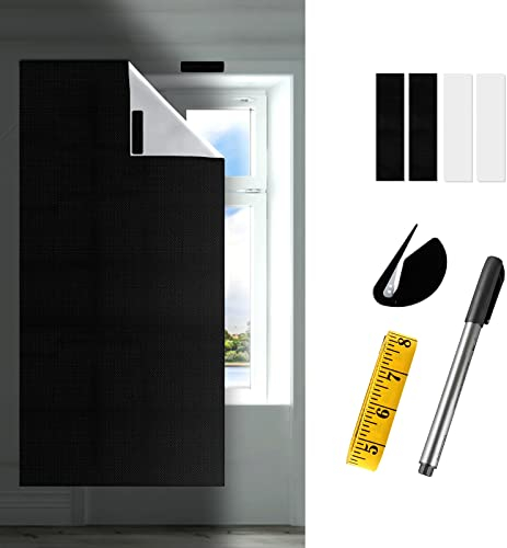 CyanCloud Temporary Blackout Blinds 100% Black out Material Blackout Blinds Stick On Velcro 200 X 145 cm Cut To Size Lightweight Blackout Window Blinds for Bedroom Nursery Travel Car