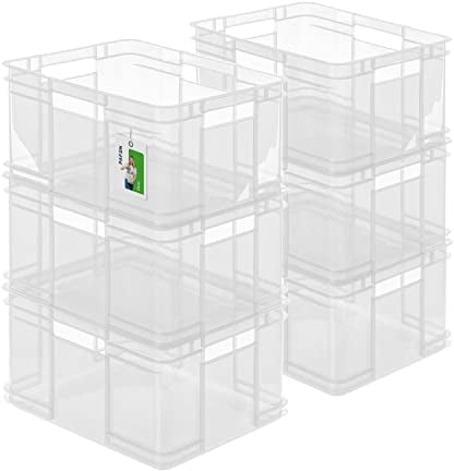 PAFEN 6x Euro Stapelbox 28l - 43 x 35 x 24 cm - Aufbewahrungsbehälter Euro-box Transparent Stapelkasten Transport Eurobehälter aus PP
