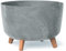 URBNLIVING Round Concrete Look Planter Flower Pot Indoor Outdoor Garden Decor With Legs (Concrete)