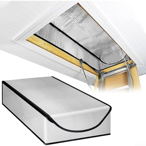 Emiif Attic Stairs Insulation Cover 25x54x11, Attic Door Insulation Cover, Fireproof Attic Tent Ladder Insulation Cover Kit