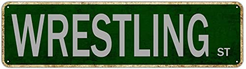 Wrestling Straßenschild Retro dekoratives Poster Vintage Outdoor Dekoration Straße Blechschild Raumdekoration Wandkunst Avenue Metallposter für Man Cave Bar Pub Cafe Home Wall Decor 40,6 x 10,2 cm