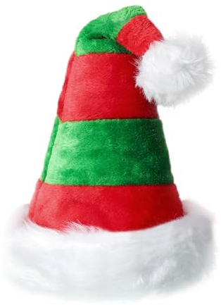 XNIVUIS Rote und Grüne Streifen Weihnachtsmannmütze,Weihnachtsmützen Erwachsene,Weihnachtsmann Mütze,Nikolausmütze,Weihnachtsmützen Familie,für Festliche Partys Im neuen Jahr(1 Stück)