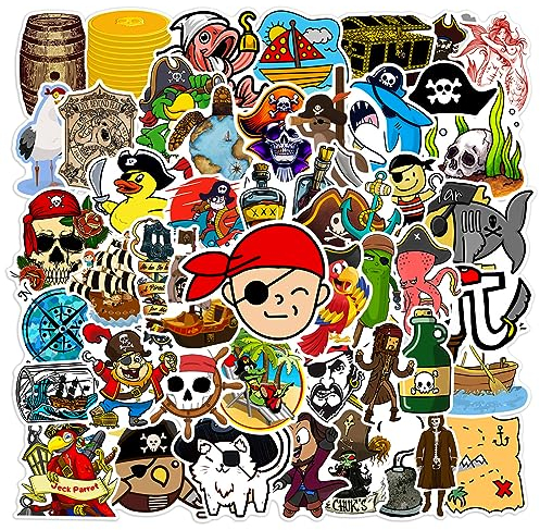 Piraten Aufkleber Piraten Sticker Set 50 Stücke Niedlich Deko für Auto Laptop Skateboard Fahrrad Moped Motorrad Fahrrad Computer,Geeignet für Erwachsene Kinder