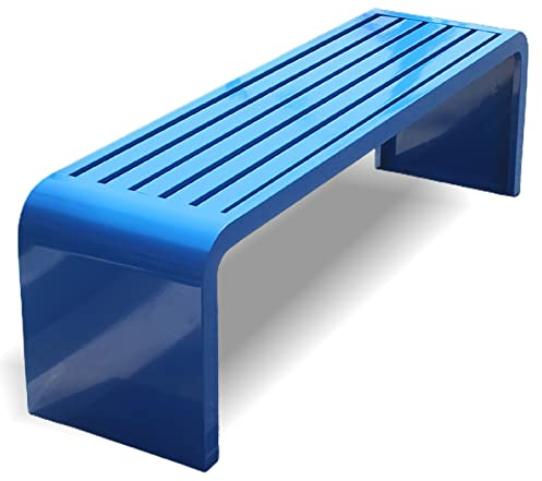 ETKIN Gartenbank Wetterfest, Gartenbank Metall, Gartenbank Ohne Lehne, Parkbank, Eisenbank Ruhebank für 2-8 Sitzer, Laubenbank für Garten, Balkon und Terrasse,Blau,100x40x45cm