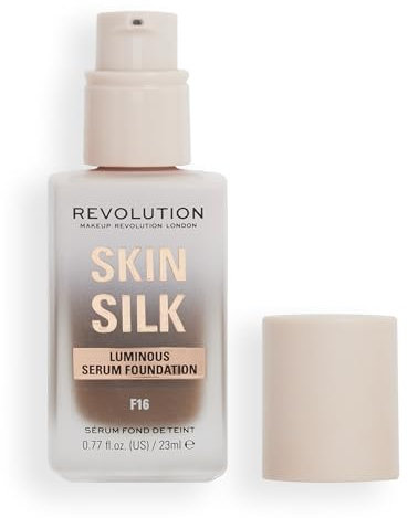 Makeup Revolution, Skin Silk Serum Foundation, Light to Medium Coverage, Contains Hyaluronic Acid, F16, 23ml