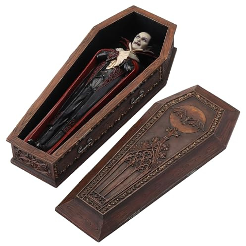 Veronese Design Klassischer Vampirsarg mit Graf Dracula, handbemalt, Filmkreatur, Horror, Sammelfigur, 21,6 cm