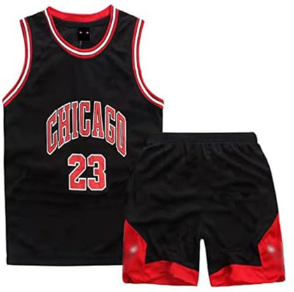 DJKTTMKW Basketball Trikot Kinder (Schwarz, 11-13 Jahre)