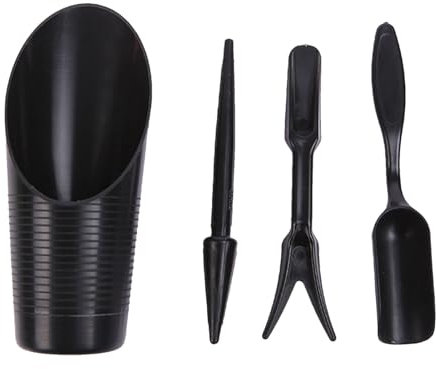 bephible Locher zum Pflanzen von Erde, Schaufel, Schaufel, 4-teiliges Pflanzenwerkzeug-Set, Sukkulenten, Gartenarbeit, Grabheber, einfache Aussaat, Bonsai-Dünger, DIY-Geschenk, Schwarz