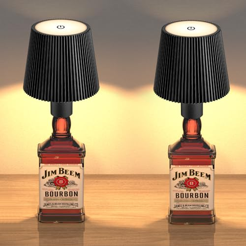 Onherm 2 Stück LED Flaschenlampe, Dimmbare 3 Farben Flaschenlicht,IP54 Kabellose Touch Tischlampe für Innen und Außen, 5200 mAh Tragbare Schreibtischlampe für Innen und Außen Restaurant & Bar