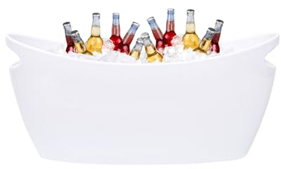 Dmnnlp 6 L Ice Bucket, Large Acrylic Drinks Buckets, Wine Champagne Bucket, Ice Buckets for Parties BBQ Summer Outdoor Picnic, Perfect for Beer Juice Wine Cider (White)