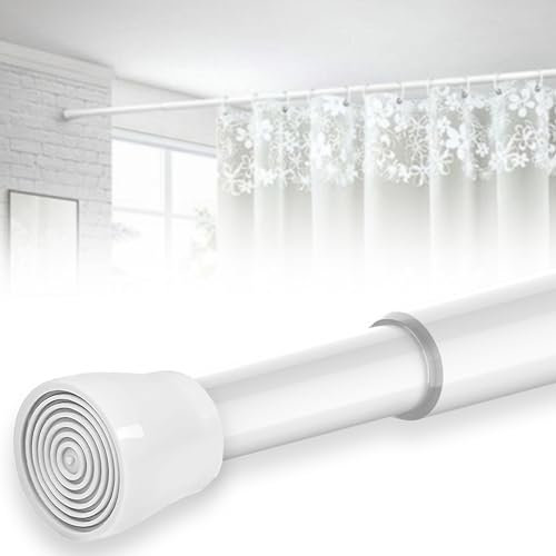 1 Pièce Barre de Douche Extensible Barre a Rideaux Sans Percage Tringle Rideau Réglable Tringle Rideau de Douche à Ressort Pour Fenêtre de Salle de Bain (Blanc 73-175cm,25mm)