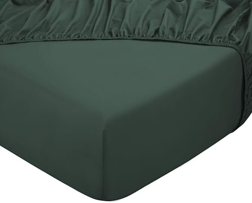 PHLOX Spannbettlaken 140 x 200 cm-100% weiche und atmungsaktive Baumwolle, Öko-Tex-zertifiziertes Bettlaken ohne Non-GMO für Matratzen bis zu 28 cm Höhe | Topper-Bezug für heißes(Grün)