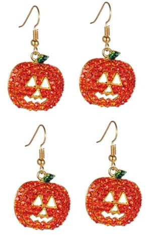 VALICLUD 2 Paar Kürbis- -ohrringe Frauen Baumeln Ohrringe Kristall-kürbis-ohrringe Strass Ohrringe Strass-kürbis-ohrringe Halloween-kürbis-ohrringe Halloween-ohrringe