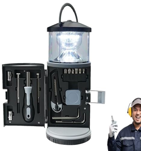 Werkzeugleuchte für Camping, Reparaturwerkzeug-Taschenlampen-Set, -Kit LED-Laterne mit Werkzeugsatz - Angel-Werkzeugset, tragbares Lampen-Hardware-Werkzeug-Set für , Zuhause, Männer, Wan