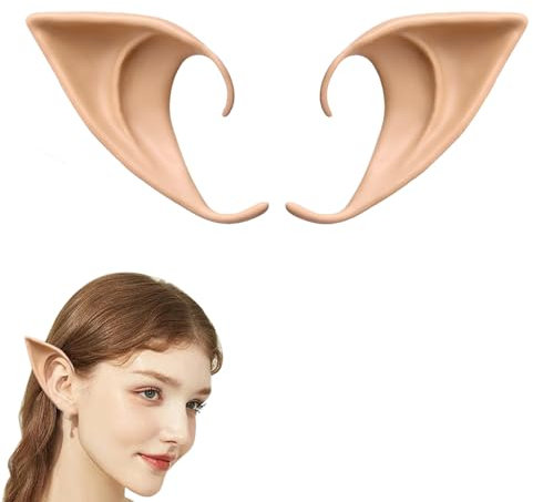 Elfenohren, Latex Elfenohren, Elfe Ears, Elfmaskerade Zubehör, für Elfen-Cosplay, Weihnachtsfeier, Halloween, Karneval, Partykostüm Zubehör (Mitte)