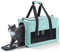 pecute Katzentasche Transporttasche Stabiler Halt Haustier Tragetasche, Transportbox Katze Leicht, Faltbar Katzen Tasche für Katzen und kleine Hunde, ideal für Reisen, bis 6 kg, Aquagrün